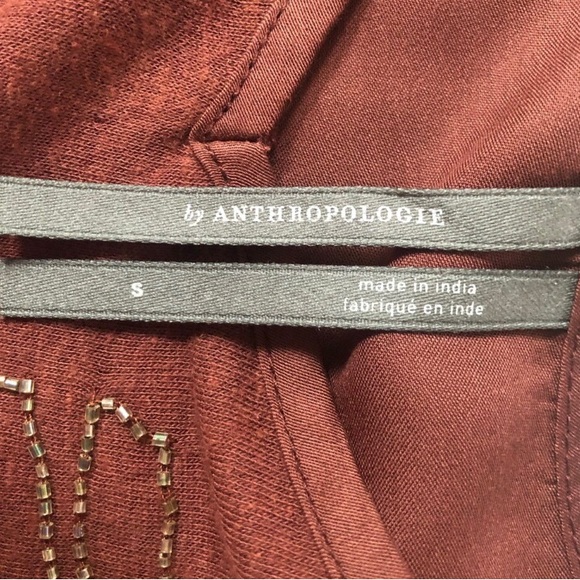 Anthropologie Alison rust colored tank with beads size S EUC - Picture 6 of 9